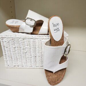 Impo Memory Foam White Wedge Flip Flops Sandals
